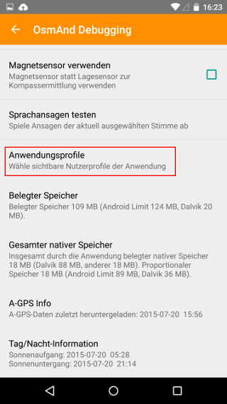 Anwendungsprofile aktivieren